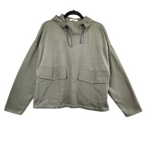 ZARA Trafaluc Green Hooded Utility Long Sleeve Sweatshirt Gorpcore SIZE LARGE
